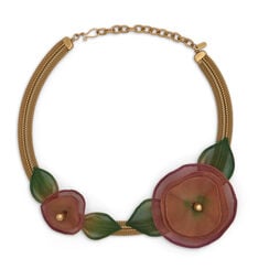 Orange pansy collar necklace by Sarah Cavender