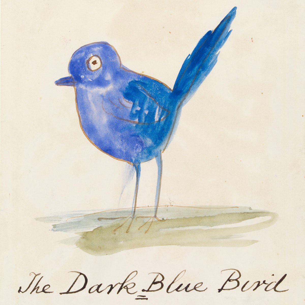 A watercolour featuring a delicate blue bird.