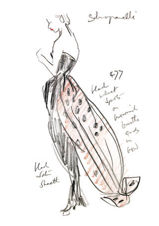 Schiaparelli gown, fashion illustration