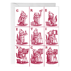 Clown cat greeting card